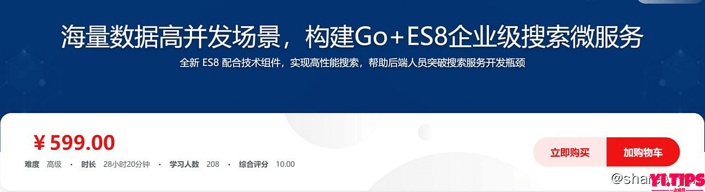 价值599 海量数据高并发场景，构建Go+ES8企业级搜索微服务 阿里云盘 学习资料-Yi.Tips