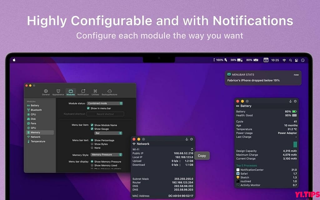 MenuBar Stats v3.9 英文激活版 菜单栏系统监视器-Mac软件免费下载-Yi.Tips