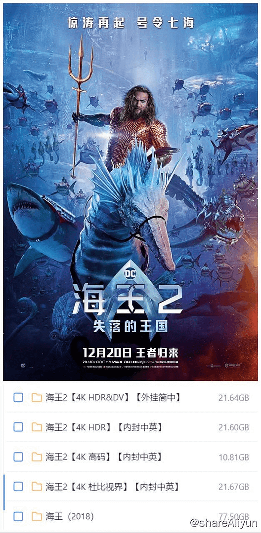 海王2：失落的王国（2023）【杜比视界】【4K HDR】多版本 附第一部蓝光原盘-Yi.Tips