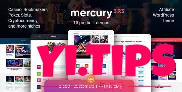 Mercury v3.9.3 破解版免费下载- 赌博和赌场联盟 WordPress 主题-Yi.Tips