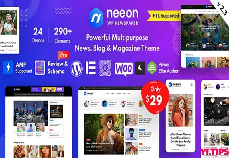 Neeon v2.9 破解版免费下载- WordPress 新闻杂志主题-Yi.Tips