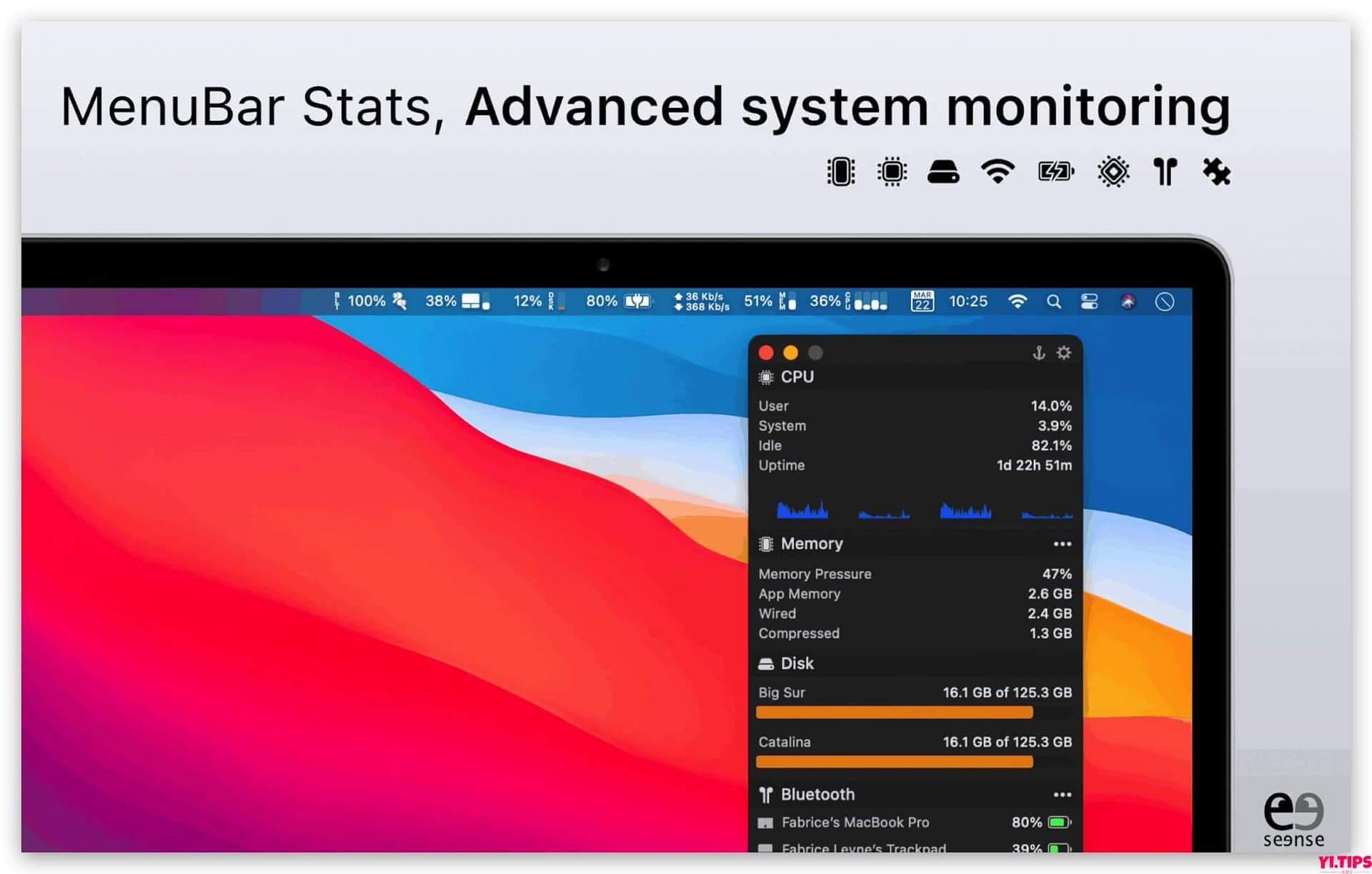 图片[2]-MenuBar Stats v3.9 英文激活版 菜单栏系统监视器-Mac软件免费下载-Yi.Tips
