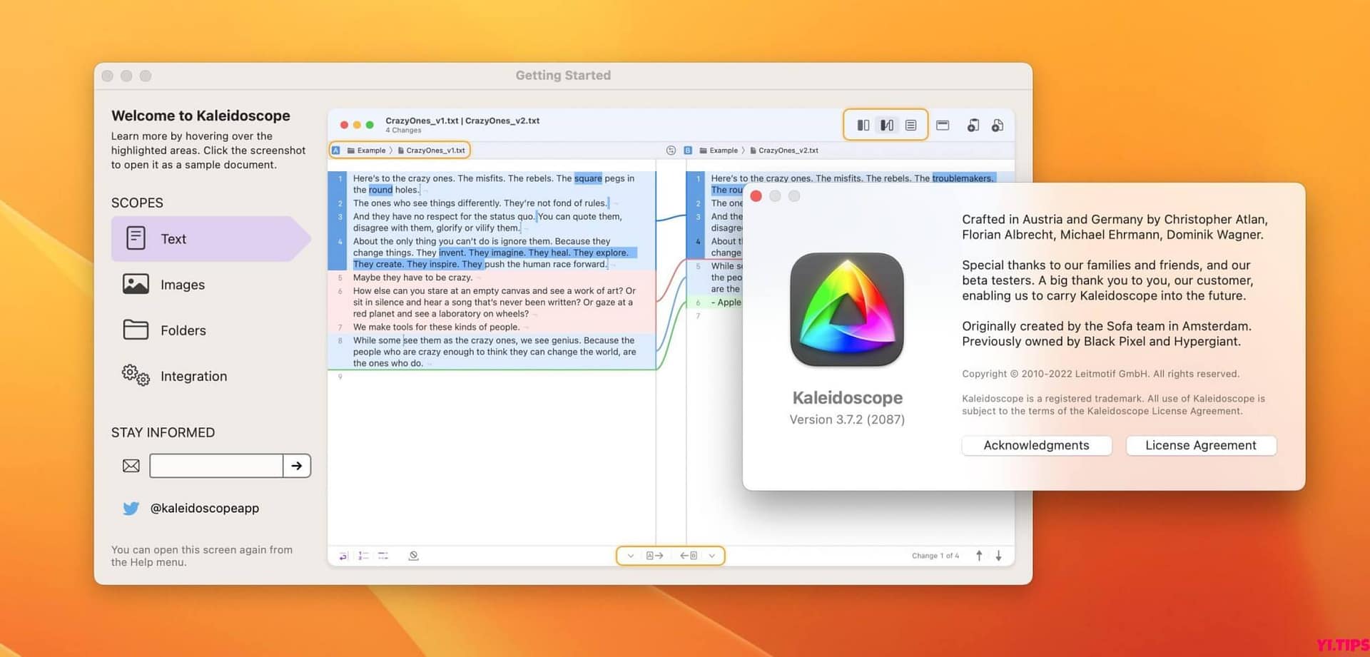 图片[1]-Kaleidoscope for Mac mac上图片和文本差异比较工具 TNT破解版 v4.0.5-Yi.Tips