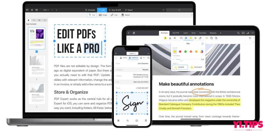 图片[1]-PDF Expert Mac上好用的PDF编辑器 V3.4.1TNT破解版-Yi.Tips